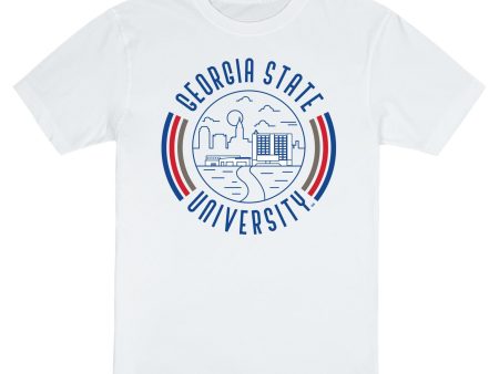 USCAPE Georgia State University  90s Flyer Short Sleeve Tee, White Hot on Sale