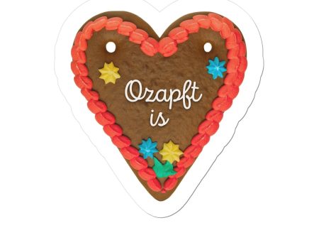 Oktoberfest Retro Sticker  O zapft is , Gingerbread Heart Print, vinyl, 4 sizes For Sale