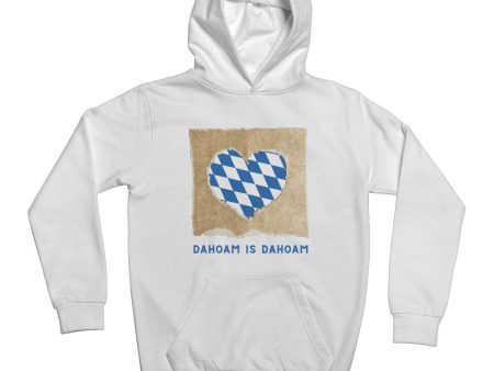 Kids s Bavarian Graphic Hoodie  Dahoam is Dahoam  heart print - White Sale