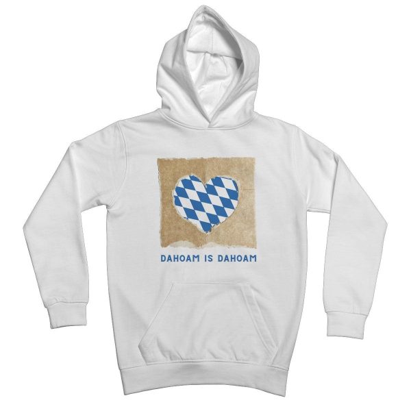 Kids s Bavarian Graphic Hoodie  Dahoam is Dahoam  heart print - White Sale