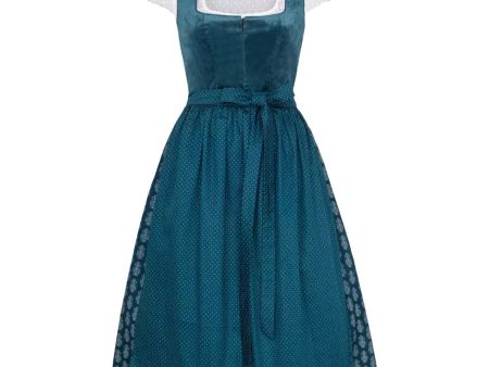 Bavarian Dirndl Dress Samy, 2pcs - Velvet, Petrol Supply