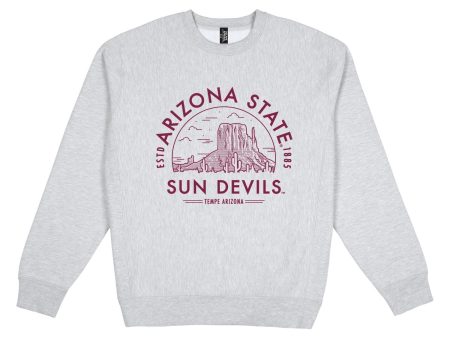 USCAPE Arizona State University Voyager Heavyweight Crewneck, Grey Heather Hot on Sale