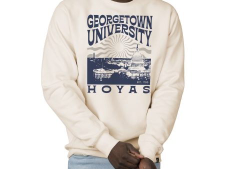 USCAPE Georgetown University Sunburst Heavyweight Crewneck, Bone Online Sale