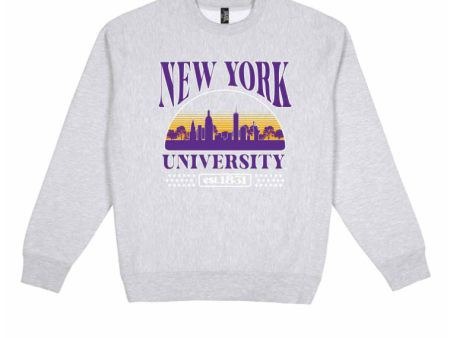 USCAPE New York University Stars Heavyweight Crewneck, Grey Heather Cheap