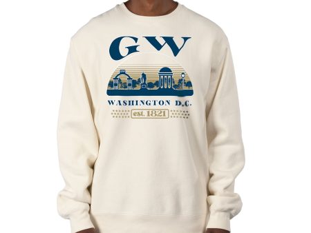 USCAPE George Washington University Stars Heavyweight Crewneck, Bone on Sale