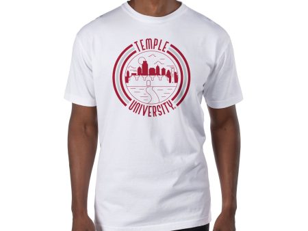 USCAPE Temple University  90s Flyer Short Sleeve Tee, White Hot on Sale