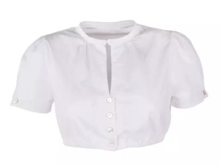 Bavarian cropped Dirndl blouse Maria - White For Cheap