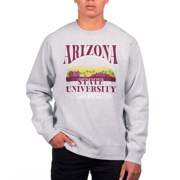 USCAPE Arizona State University Stars Heavyweight Crewneck, Grey Heather For Sale