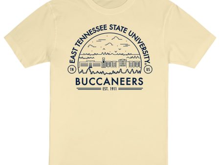 USCAPE East Tennessee State University Voyager Short Sleeve Tee, Lemonade Hot on Sale