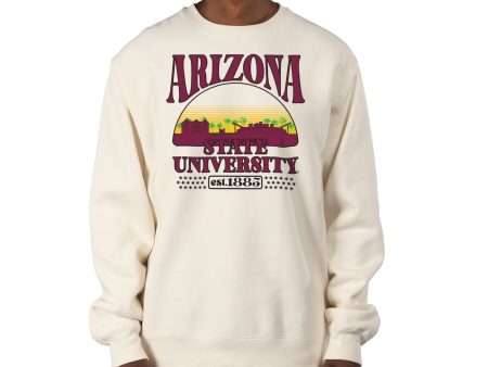 USCAPE Arizona State University Stars Heavyweight Crewneck, Bone on Sale