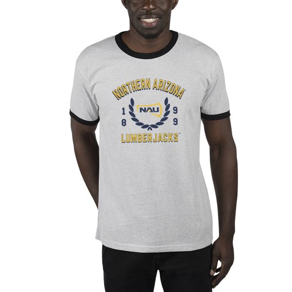 USCAPE Northern Arizona University Academy Renew Short Sleeve Ringer, Ash Black Hot on Sale