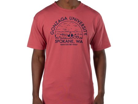 USCAPE Gonzaga University Voyager Short Sleeve Tee, Shiraz on Sale