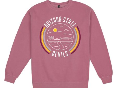 USCAPE Arizona State University  90s Flyer Fleece Crewneck, Maroon Hot on Sale