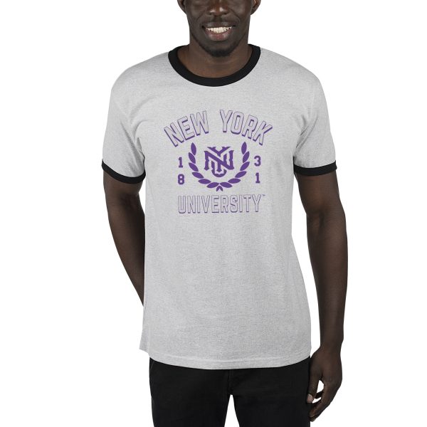 USCAPE New York University Academy Renew Short Sleeve Ringer, Ash Black on Sale