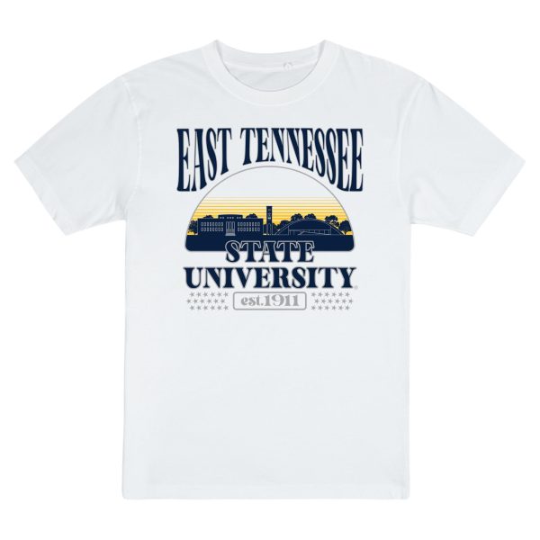 USCAPE East Tennessee State University Stars Short Sleeve Tee, White Fashion