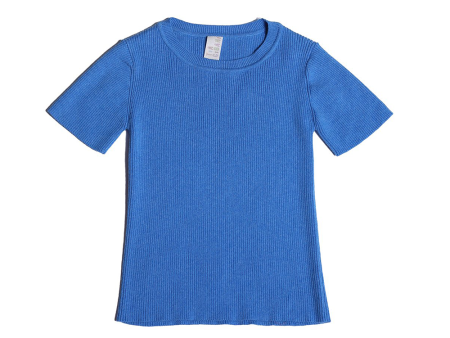 SHORT SLEEVE RIBBED CREWNECK Cheap