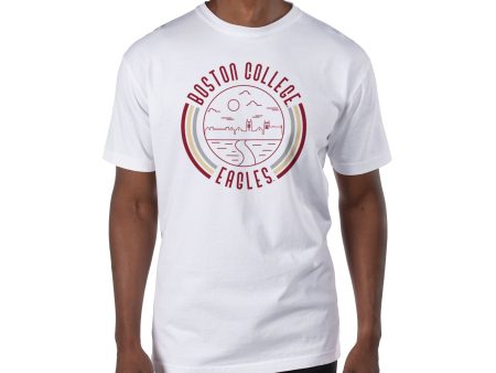 USCAPE Boston College  90s Flyer Short Sleeve Tee, White Fashion