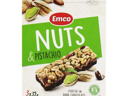 Emco Nuts and Pistachio Musli Bars Coated in Dark Chocolate 105g Online Hot Sale