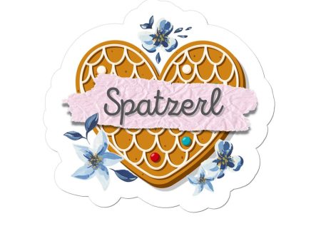 Bavarian Romantic Retro Sticker  Spatzerl , Gingerbread Heart & Floral Print, vinyl, 4 sizes Cheap