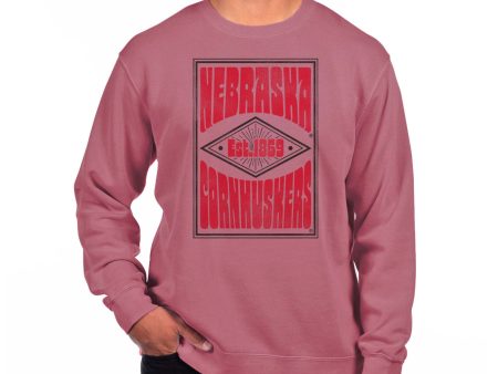 USCAPE University of Nebraska Poster Fleece Crewneck, Maroon Fashion