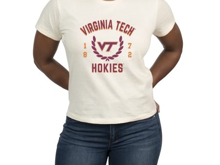 USCAPE Virginia Tech Academy High Waisted Tee, Vintage White Online now