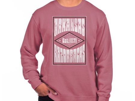 USCAPE University of Arkansas Poster Fleece Crewneck, Maroon Cheap