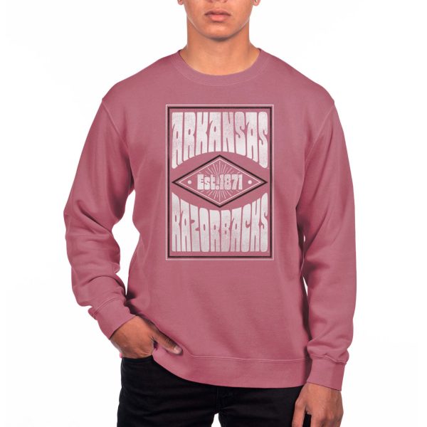 USCAPE University of Arkansas Poster Fleece Crewneck, Maroon Cheap