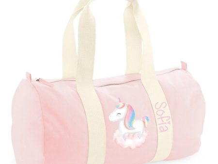 Borsone in cotone canvas Rosa personalizzato Unicorno Online now