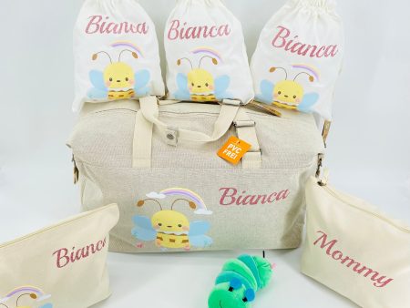 Borsone Apina, 2 pochette e 3 sacchi in cotone organico Discount