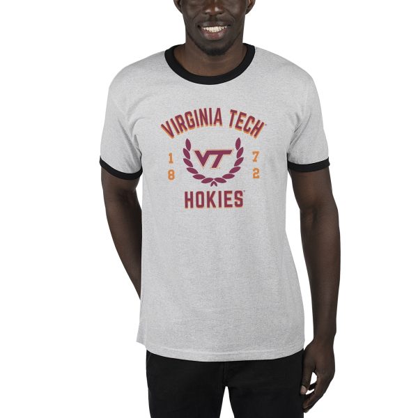 USCAPE Virginia Tech Academy Renew Short Sleeve Ringer, Ash Black Online Hot Sale