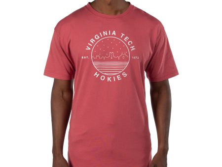 USCAPE Virginia Tech Starry Scape Short Sleeve Tee, Shiraz For Cheap