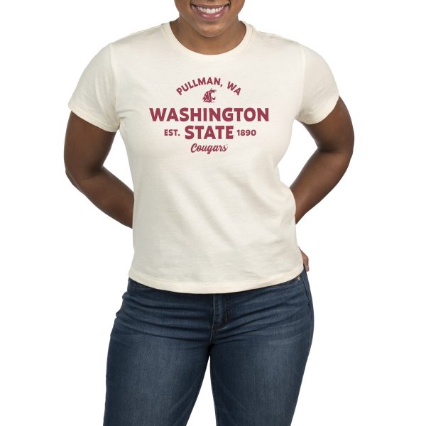 USCAPE Washington State University Banner High Waisted Tee, Vintage White For Cheap