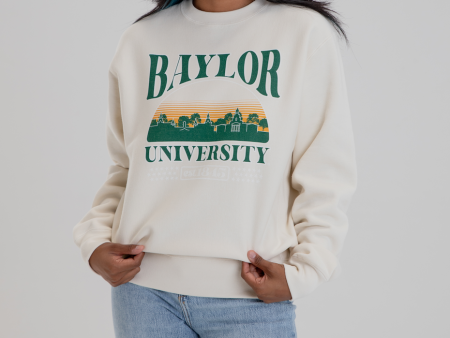 USCAPE Baylor University Stars Heavyweight Crewneck, Bone on Sale