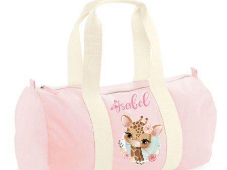 Borsone Baby in cotone canvas stampa Giraffa personalizzato con nome For Discount