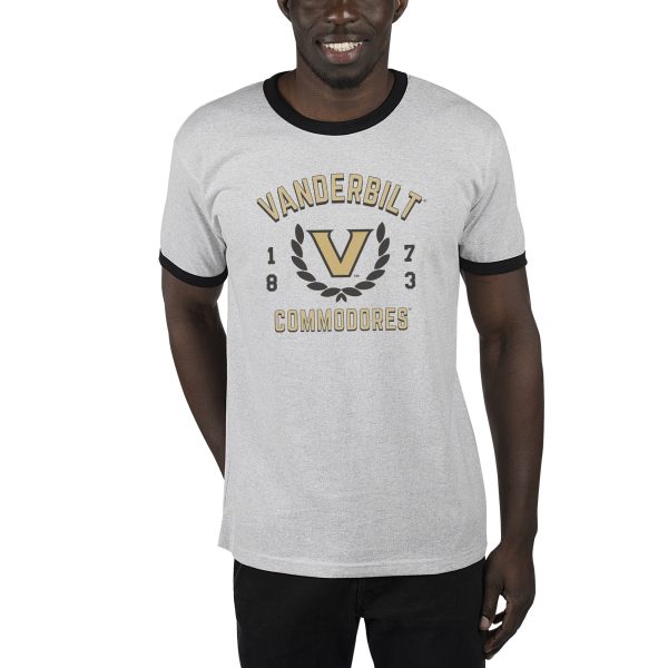 USCAPE Vanderbilt University Academy Renew Short Sleeve Ringer, Ash Black Hot on Sale