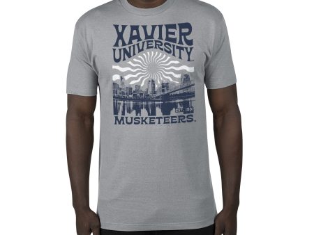 USCAPE Xavier University Sunburst Renew Short Sleeve Tee, Stormy Grey Fashion